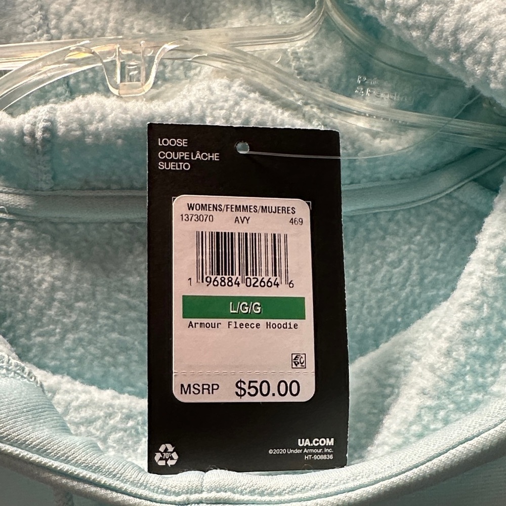 Under Armour Aqua Hoodie with Black Logo - Picture 4 of 6